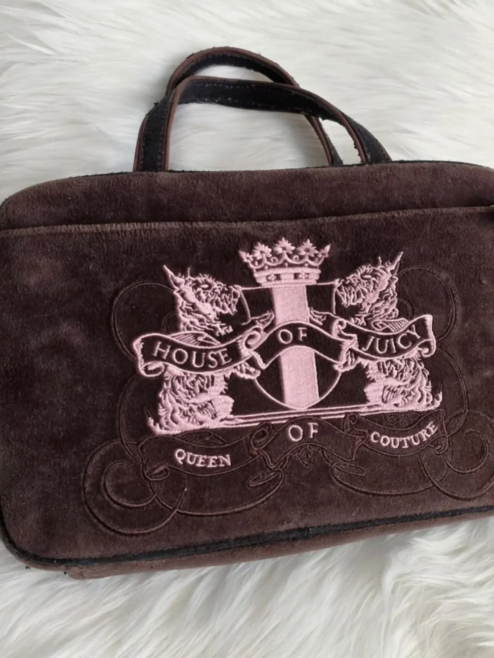 Rare vintage y2k Juicy Couture house of juicy / queen of juicy velour makeup bag